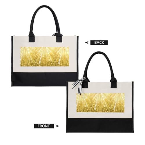 Sac fourre-tout en toile avec imprimé brillant doré chic taille unique - 4