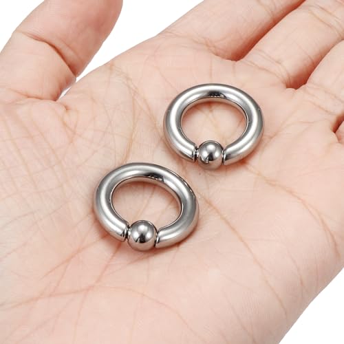Ocptiy 8G 6G 4G 2G Titaniumm Septum Rings Medical Implant Grade Gauges Tunnels Earrings Stretching kit Hypoallergenic Septum Nose Ring Ear Lobe Hoop Earring Piercing Jewelry Women Men 12mm 14mm 16mm2