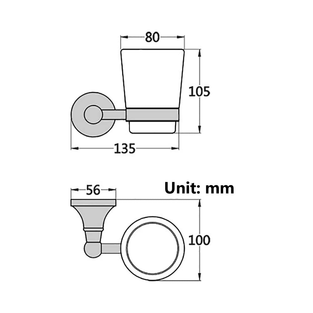 Soporte for cepillos de Dientes baño, Soporte for montado en la Pared, latón Chapado circonio, for Vasos cerámica for, hogar, Material Cobre, instalación con Tornillos