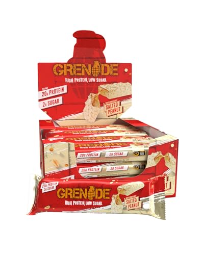Grenade Weiße Schokolade & Gesalzene Erdnuss Proteinriegel – Proteinreich & Zuckerarm – 12 x 60 g