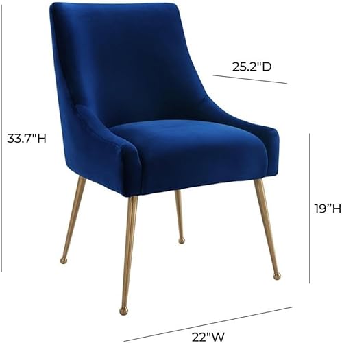 Miniatura 3 de Tov Furniture The Beatrix Collection - Silla lateral tapizada de terciopelo, estilo moderno, color azul marino