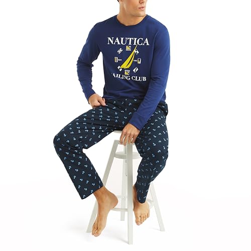 Nautica mens Sustainably Crafted Printed Poplin Sleep Pant3