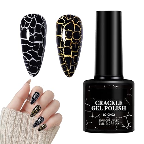 Crackle Gel, Gel UV ais, Vernis à ongles craquelé à pigment élevé, 7 ml de femmes accessoires, décorations de ongles pour les vacances, le bal de bal,...