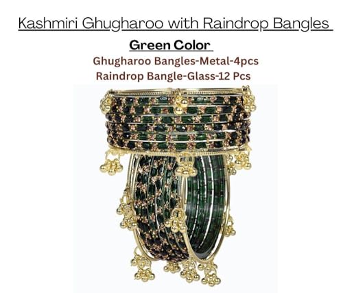 Image of Swara Creations Kashmiri Ghungroo Raindrop Bangles Combo Set | for Women and Girls|Set of 16 Pcs (SKU417)
