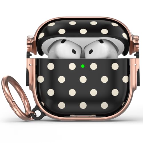 Image of for AirPods 4 Case with Safety Lock, Magsafe Compatible, Black Polka Dots
