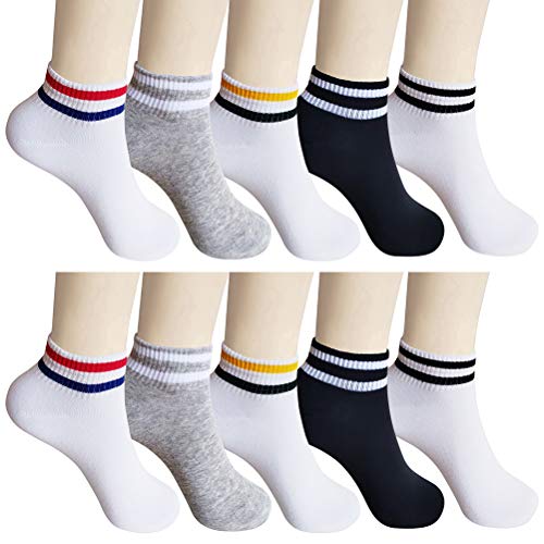 10 Pairs Teen Girls Socks 10 Pack Low Cut Socks for Women Ankle Breathable Ladies Casual Cotton Socks (Shoe size:Small to Medium)