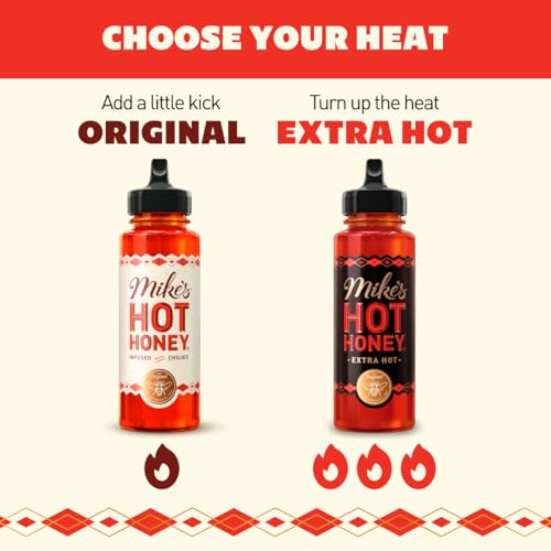 Mike's Hot Honey, Extra Hot, America's #1 Brand of Hot Honey, Spicy Honey Infused with Chili Peppers, Gluten-Free, Paleo-Friendly, Sweet Heat, Perfect for Hot Sauce Lovers (24oz Chef's Bottle, 1 Pack)