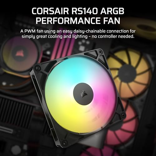 Image of CORSAIR RS140 ARGB 140mm PWM Fan - Daisy-Chain Connection - Low-Noise - Magnetic Dome Bearing - Single Pack - Black