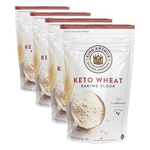 Image of King Arthur Keto Wheat Baking Flour: 1:1 All-Purpose Flour Substitute, 1 lb (Pack of 4) - Low-Carb Baking Solution for Bread & More, Non-GMO, Resealable Bag - Perfect for Keto Diet & Reduced Carb Intake