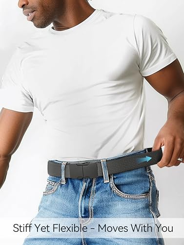 MILORDE Stretch Versatile Belt, Causal Dress Outdoor Activities,1.4" Nylon Web Belt with Quicky Release Plug Buckle4