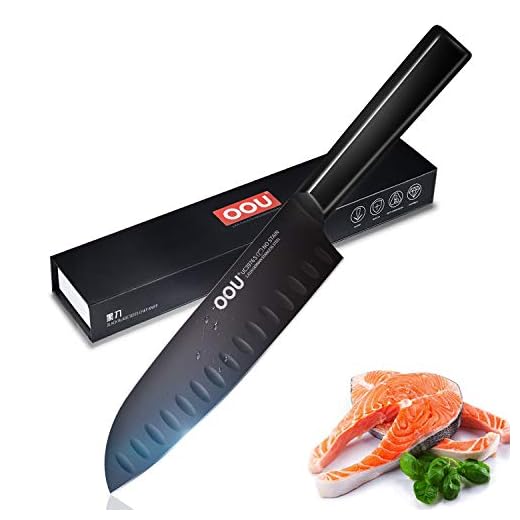 Santoku Knife - OOU Super Sharp Kitchen Knife 7 Inch Chef Knife,Best Quality Professional Asian Knife,High Carbon Stainless Steel Cooking Knife,Ergonomic Handle