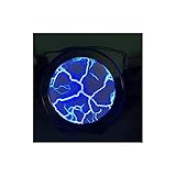 Plasma Disk, 2.5 Inches Glass Holiday Disco Party Fancy Home Portable Colourful Led Club Decor Sensor Lighting Plate Battery Powered Mini Pocket(Blue)