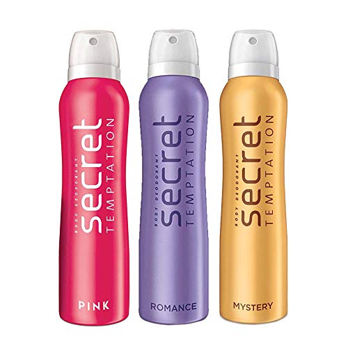 Secret Temptation Romance, Mystery and Pink Deodorant Combo for Women, Pack of 3 (150ml each)
