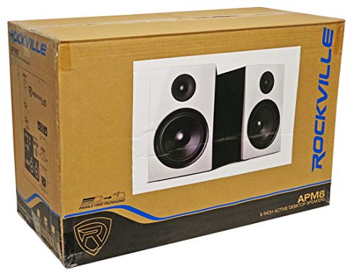 Rockville APM8W+RCDSTR10B+RRS190S Pair Apm8W 8 Inch 2-Way 500 Watt Powered Usb Studio Monitor Speakers+Pads thumb #8