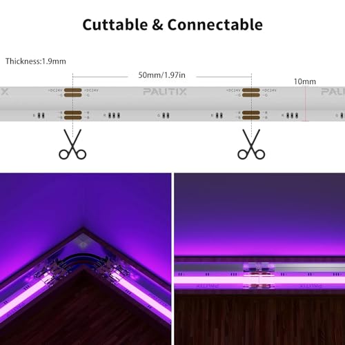 Image of Nortek Tisya 10 Meter Warm White Cob Led Strip Lights Power Rated 12W /M 480 Led Light Per Meter LED Lights for Home Decoration, Bedroom, Living Room, TV Decoration, Diwali Decoration (Neutral White)