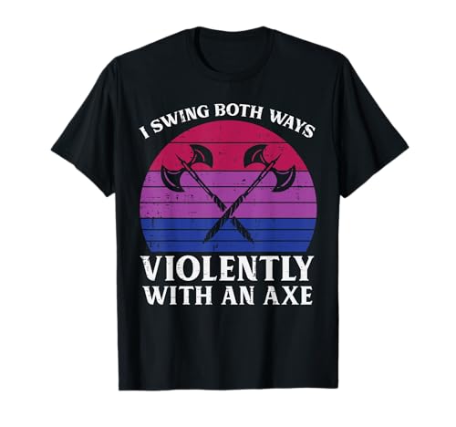 Bisexual I Swing Both Ways Axe Funny Bi Pride Flag LGBTQ Men T-Shirt