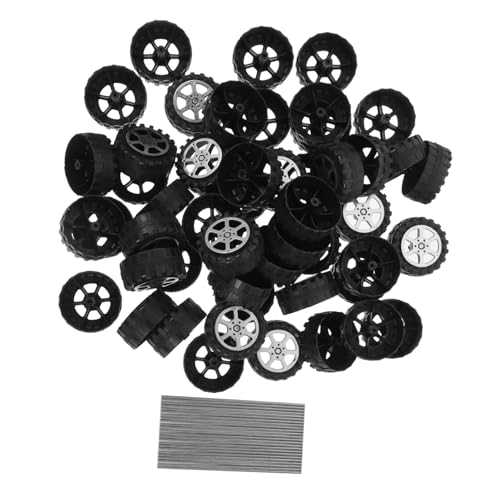 Mobestech プラスチックおもちゃ車輪 鉄製車軸 耐久性に 模型車用パーツ 向け手作りクラフト用品