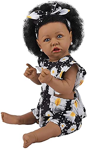 MWKL Reborn Dolls Rebirth Doll 58CM Schwarze Haut Reborn Baby Dolls 23 Zoll Anatomisch Korrekte Neugeborene Puppen… – Bild 3