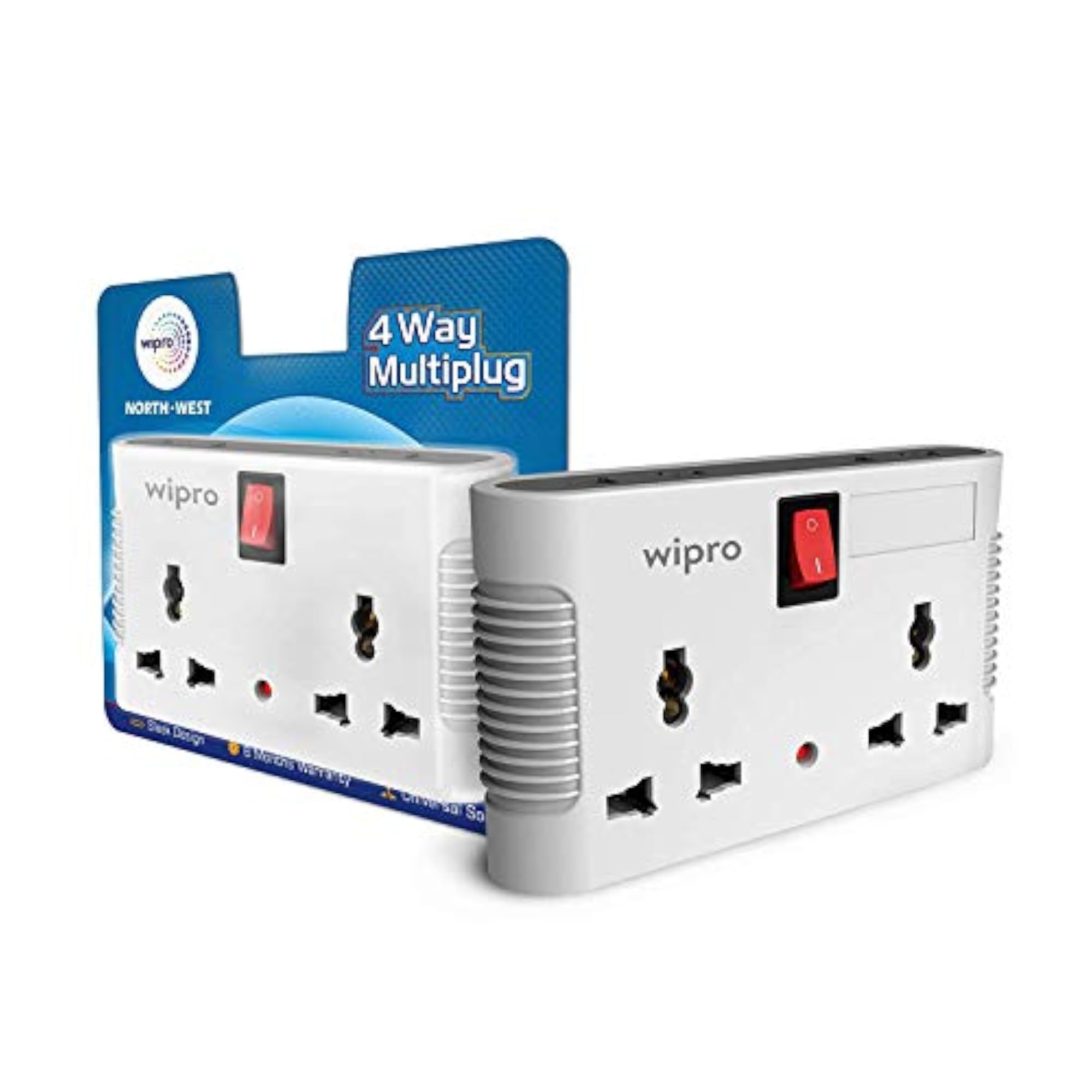 4 Way Multiplug with 2 Universal Sockets