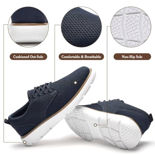 Image of Men's Breathable Mesh Comfortable Business Casual Shoes with Sneakers Design for Long Standing, Office Work, Formal Occasions & Walking Blue