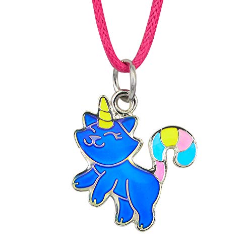 Fairy Tale Cute Caticorn Unicorn Cat Color Change Mood Necklace For Girls