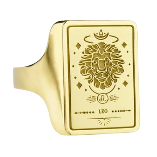 Chevalière rectangulaire Lion en argent sterling 925 et placage or de haute joaillerie