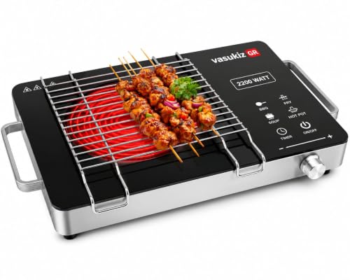 Vasukiz GR 3500W Cooktop,Ultra-Fast Infrared Heating Technology,Works with All Types of Utensils (Steel, Aluminium, Copper, Glass, Ceramic & Iron),Premium Crystal Glass Top, 2 year warranty