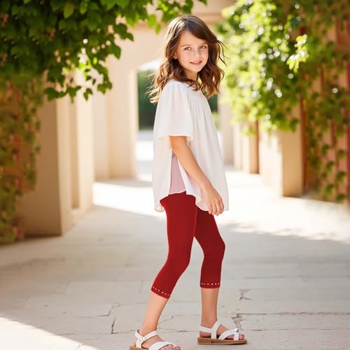 Girls Summer Cropped Pants Casual Elastic High Waisted Stretchy Lightweight Trendy Tights Comfy Slim Fit Trousers2