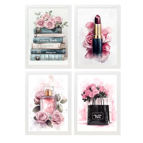 Nacnic Set de 4 Cuadros de Maquillaje y Cosmética Impresión...