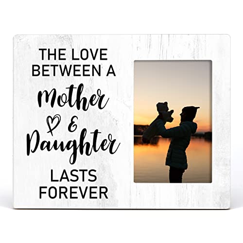 Zauly Mom Wooden Picture Frame Gift, The Love Between A Mother And Daughter Last Forever Wood Photo Frame Gifts For Birthday Mother's Day Christmas, Tabletop And Wall Mounting, 4X6 Inch Photo #TOP1