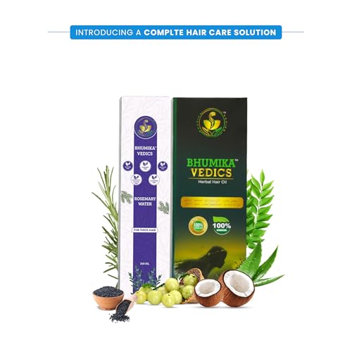 Bhumika Vedics Herbal Hair Care COMBO PACK Hair Oil For Men & Women 200ML |BHUMIKA VEDICS Rosemary Water Spray For Hair Growth (200 ml) Promotes Hair Growth & Reduces Hair Fall