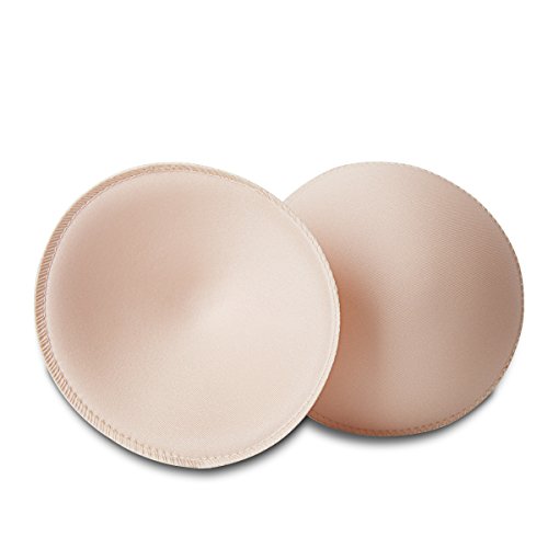 Sermicle Bra Inserts 4 Pairs, Bra Pads Sewed Stitched Removable For Sports Bra B/C,C/D & D/E Cup Optional (Beige Round, B/C Cup) #TOP1