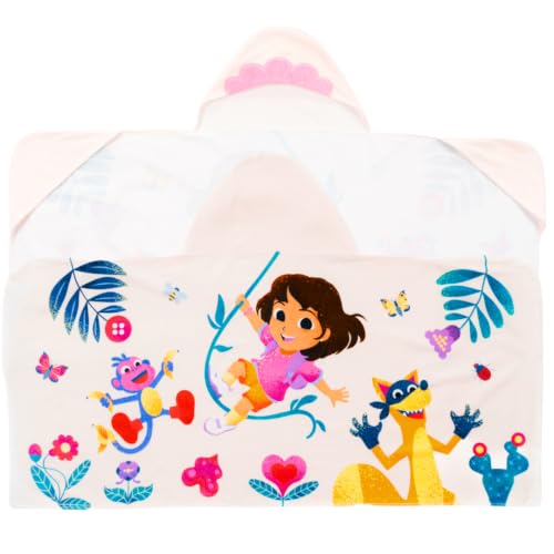 Image of Dora The Explorer Kids Super Soft Bath /Pool /Beach Soft Cotton Terry Hooded Towel Wrap, 24 in x 50 in, (Officially Licensed Product) by Franco