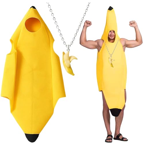 ZORVEXLYNX Banana Costume, Funny Costume, Fancy Dress for Adults Appealing Banana Adult Deluxe Set for Halloween Dress Up Party Adults/Kids