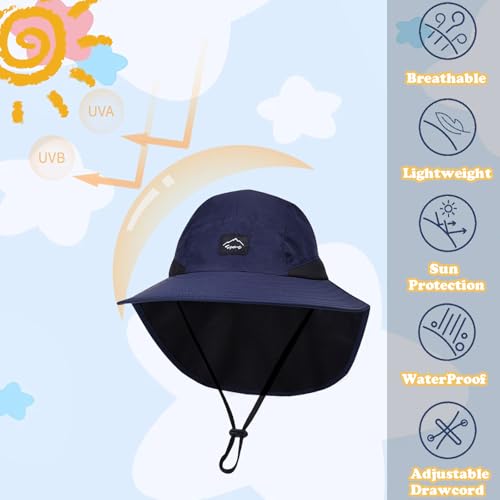 Image of ZOORON Kids Sun Hat with Neck Flap UPF 50+ Beach Hats for Baby Boys Girls