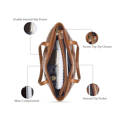 Image of Caprese Tessa Tote Medium Bag for Women | Stylish, Durable, Multi-Compartment Design for Work, Travel, Shopping | Large Capacity, Comfortable Straps, Ideal for Tab & Essentials