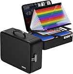 ENGPOW Fireproof Document Box with 5200℉ Heat Insulated,Multi-Layer Waterproof & Fireproof 25 Pockets File Organiser,Large A4 Document Storage Box with Lock