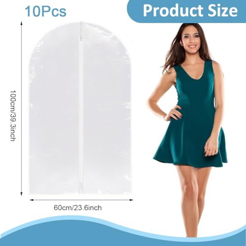 Image of HASTHIP 10 Pcs Clear Garment Bags 23.62x39.37in PEVA Zip Coat Covers