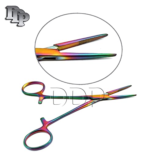 DDP Premium 1 Each 5.5" Straight HEMOSTAT Forceps Locking Clamps Stainless Steel Set-Multi Rainbow Color image 5