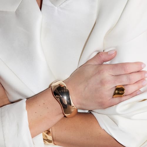 Chunky Gold/Silver Bangle Bracelets for Women Thick Arm Cuff Bangle Bracelet Wrist Wrap Bracelet Jewelry2