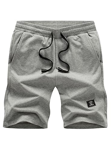 Jmierr Mens Cotton Sweat Shorts With 3 Pockets Workout Lounge Jogger Athletic Shorts 7 Inch Inseam Running Shorts, Us36(L), A Gray #TOP26