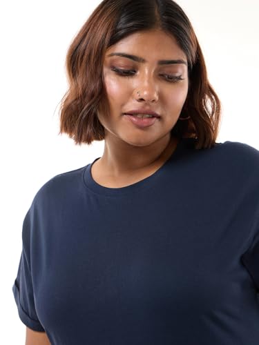 Image of Bewakoof Women Cotton Solid Loose Fit T-Shirt