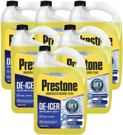 Elite Tool Center 6 Pack Prestone Windshield Washer Fluid With De-Icer Good To -34* Fahrenheit 1 Gallon Jugs