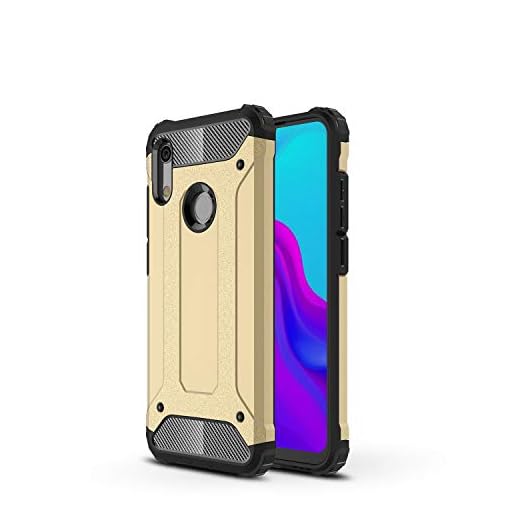 NOKOER Huawei Honor 8A/8A Pro fodral, hybrid Armor fodral [dubbelt lager] 2 i 1 [stöttålig] [Tufft Rugged] Dual-Layer fodral skydd för Huawei Honor 8A/8A Pro – svart, Armorfodral, for Huawei Honor 8A/8A Pro, Guld