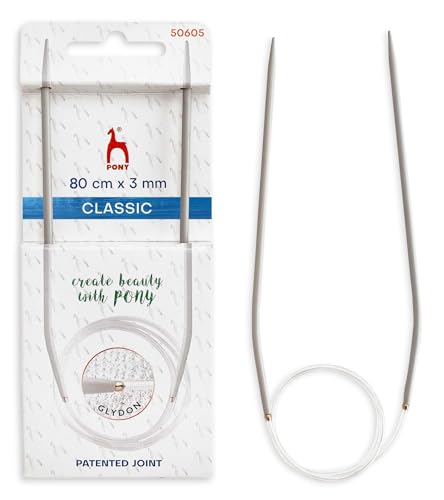 Pony Circular Fixed Classic Knitting Pins, Aluminium, Multi-Colour, 8 x 4 x 21 cm