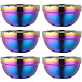 Muzrunq Edelstahlschüsseln, 6-teilige Reisschüssel für Kinder, doppelschichtige Isolierung und spülmaschinenfeste und unzerbrechliche Reisschüssel für Erwachsene Kinder