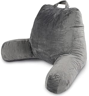 Milliard Reading Pillow with Arms, Grey, Shredded Memory Foam Back Pillow for Bed Sitting Up - Sit Up Backrest Support for Reading & Rest Bed - Washable Cover, Adjustable Comfort, CertiPUR Certified