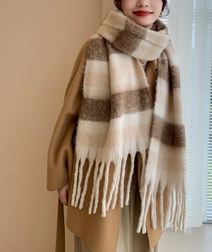 Wander Agio Winter Women Warm Scarf Long Shawl Large Scarves Cold Weather Thicker Blanket Wrap Colour Plaid Stripe3