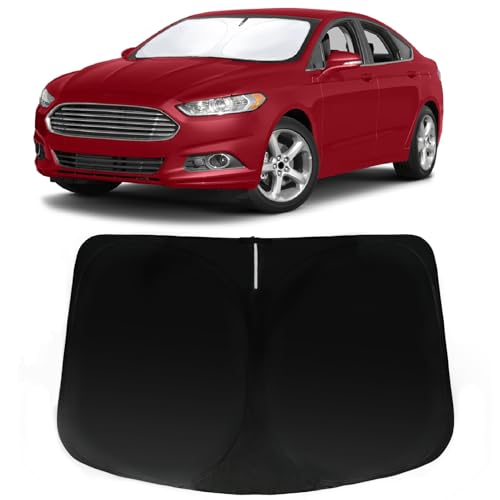 Image of Car Front Windshield Sun Shade for Fusion 2013-2021, Car Window SunShades Shield Cover Visor Protector with 240T Reflective Fabric UV & Sun Heat Protection Accessories