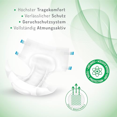 Absorbeo Windel Maxi 15 Stück, Saugfähiges Hilfsmittel für Schwere Blasenschwäche, Absoluter Komfort, Totaler Schutz, Anti-Odour-System, Vollständig Atmungsaktiv, Unisex, Größe L
